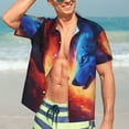 thumbnail image 5 of Lsque Red And Blue Fire Wolf pattern Hawaiian Shirt for Men, Unisex Summer Beach Casual Short Sleeve Button Down Shirts-Small, 5 of 9