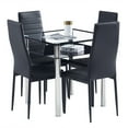 thumbnail image 3 of Modern White PVC Leather Dining Chairs of Set 4, High-Back Padded Side Chairs with Gray Metal Legs, Set for Kitchen & Breakfast Nook,Black, 3 of 8