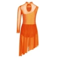 thumbnail image 3 of TiaoBug Girls Latin Jazz Ballet Lyrical Dance Dress Figure Ice Skating Asymmetrical Skirt Leotard Dancewear Orange 10, 3 of 6