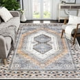 thumbnail image 2 of Hasoo Area Rug 5' x 7' Vintage Distressed Medallion Floral Area Rug for Living Room Washable Soft Indoor Floor Carpet, Light Orange, 2 of 7