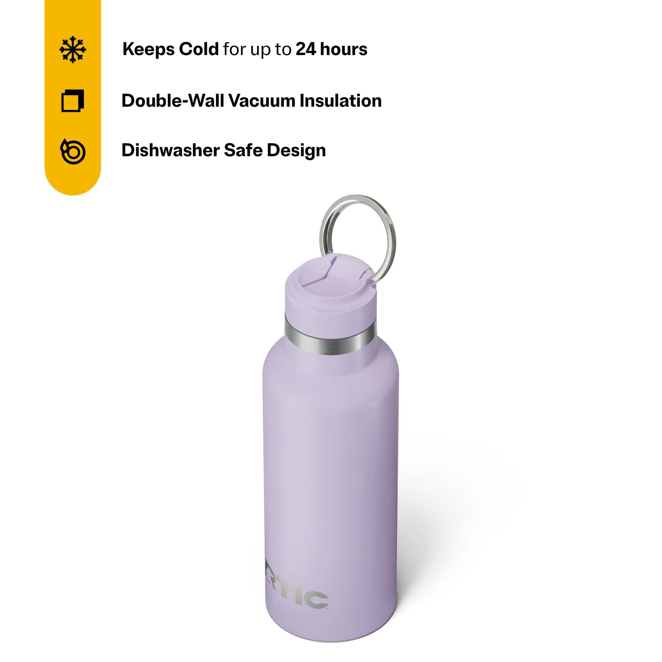 RTIC 16 oz Ceramic Lined Insulated Journey Water Bottle, Leak-Proof Lid, Dusty Lilac