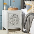 thumbnail image 2 of SAFAVIEH Regius Bohemian 2 Shelf 1 Door Nightstand, White Wash (18 in. W x 18 in. D x 24 in. H), 2 of 13