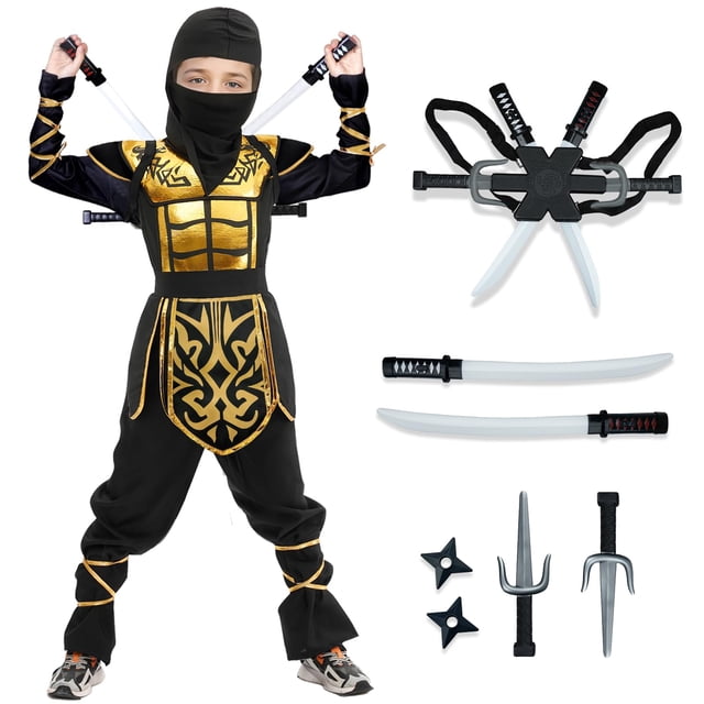 Disfraz de Halloween Digi Kids Ninja para niños de 4 a 12 años con juguetes