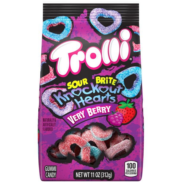 Trolli Sour Brite Very Berry Knockout Hearts Gummi Valentine's Day