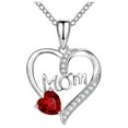 thumbnail image 2 of FENGGHAO Mothers Day Heart Pendant Necklace Silver Tone Birthstone Style Open Heart Design Hypoallergenic Alloy Jewelry Gift for Mom, 2 of 5