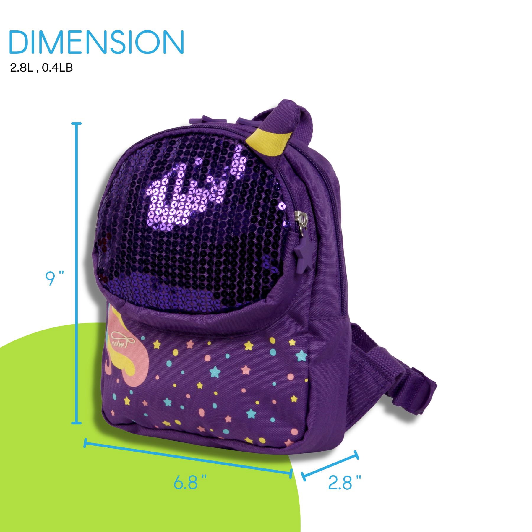Twise Tots Toddlers Light Weight 9" First Backpack, Unicorn