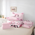 thumbnail image 6 of Erosebridal Pink Cheetah Pattern 7pcs Bedding Comforter Set For Bowknot Girls,Chic Leopard Letter Q Initial Print Queen Bedding Sets,Pink Reversible, 6 of 7