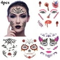 thumbnail image 1 of 4 Sheet Halloween Tattoo Sticker Waterproof Spider Fake Tattoo Temporary Tattoo, 1 of 10