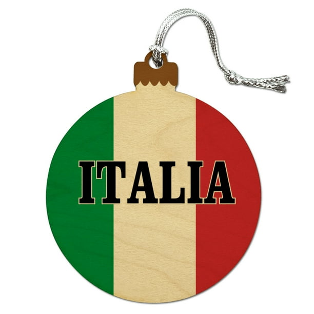 Italia Italy Italian Flag Wood Christmas Tree Holiday Ornament