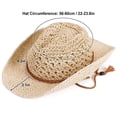 thumbnail image 2 of BadPiggies Straw Cowboy Hat for Men Women Cowgirl Woven Sun Hat Wide Brim Beach Summer Cap Adjustable (Beige), 2 of 7