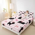 thumbnail image 4 of Castle Fairy Kids Children Teens Cute Black Cats Full Size Sheets 4-Piece,Cartoon Ribbon Bow Knot Breathable Bed Sheets,Kawaii Geometric Plaid Lightweight Sheet Sets,Luxury Bedroom Decor, 4 of 7