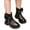 Black, variant on Girls Summer Ankle Boots Breathable Mesh Lightweight Fashion Side Zipper Bow Pearl Chunky White,Size 26