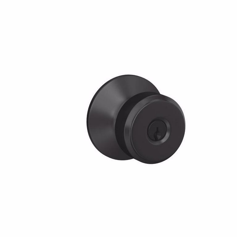 Schlage Bowery Matte Black Entry Knob ANSI Grade 1 1.75 in. Schlage Bowery Matte Black Entry Knob ANSI Grade 1 1.75 in.