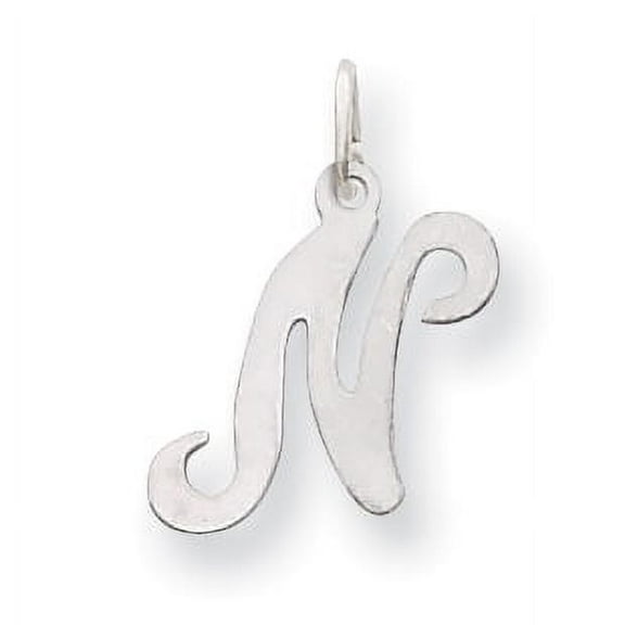 14k White Gold Initial N Charm