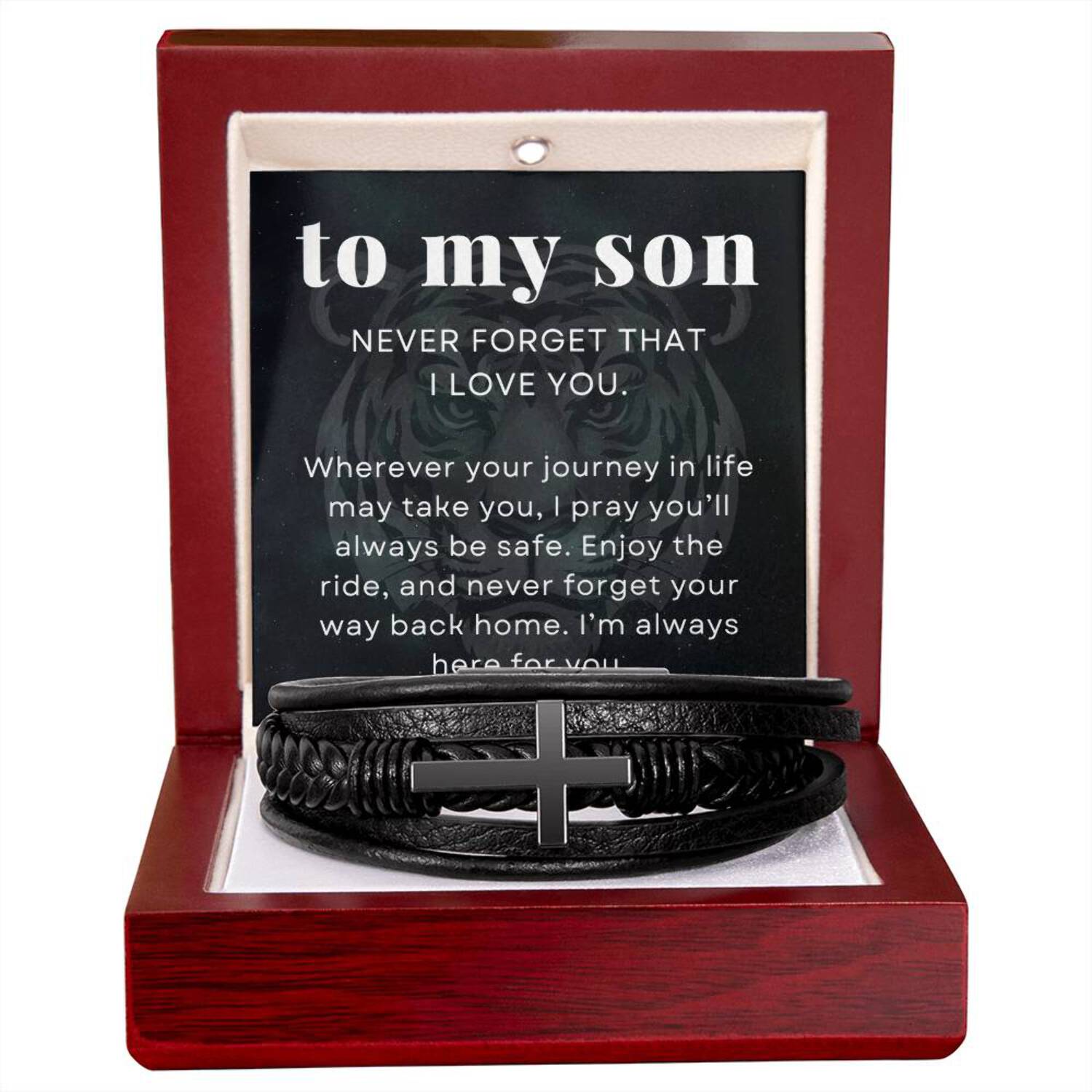 I Pray You Will Always Be Safe, To My Son Gift, Men's Cross Bracelet
