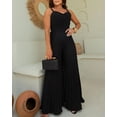 thumbnail image 3 of CHICME Jumpsuits for Women V Neck Spaghetti Strap Wide Leg Pleated Pants Summer Cami Overalls Black-S, 3 of 8