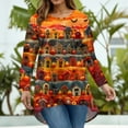thumbnail image 4 of Plus Size Halloween Tops for Women 4x-5x Funny Crew Neck Shirts Pumpkin Graphic Tees Long Sleeve Tunics Shirts Loose Casual Tunics Blouses, 4 of 4