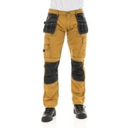 Skylinewears Mens Construction Pants Utility Tool Pockets Carpenter Cordura Knee Reinforced Work Wear Safety Trousers B2 Khaki W32-L34