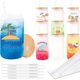 thumbnail image 1 of Paquete de 20 vasos de sublimación en blanco con tapas de bambú y pajitas, vasos de vidrio esmerilado de 16 oz con películas retráctiles para café helado, cerveza, jugo, refresco, regalo de bricolaje, 1 of 8