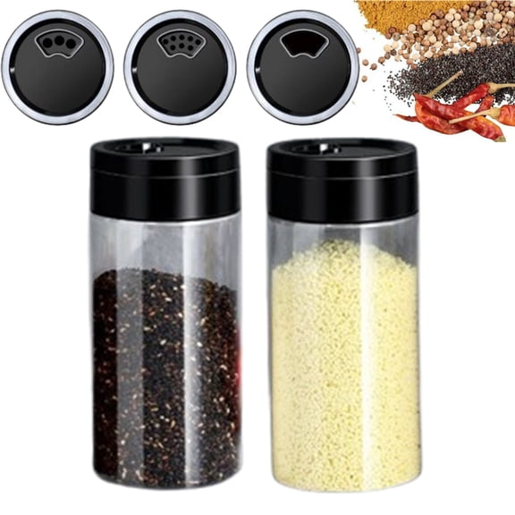 Bxaolu 2 Pack 8.45 Oz Plastic Spice Jars with Black Cap, Clear and Safe Plastic Bottle Containers with Shaker Lids for Storing Spice, Herbs and Seasoning Powders, BPA Free