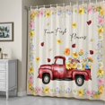 thumbnail image 5 of Floral Truck Shower Curtain, Country Farm Colorful Daisy Flower Red Truck Linen Texture Waterproof Shower Curtain Set with 12 Hooks Lightweight Bath Curtains Fabric Bathroom Decor 60x72 Inches, 5 of 9