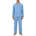 thumbnail image 2 of Mens Pajama Set Soft Long Sleeve Pajamas for Men Lightweight Button Up Sleepwear Lounge Pjs Outfits Light Blue XL, 2 of 9