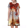 thumbnail image 1 of Easygdp Eiffel Tower para Vestido Transpirable de Mujer, Vestido Suelto de Manga Corta con Pliegues y Bolsillos para el Verano, 1 of 6
