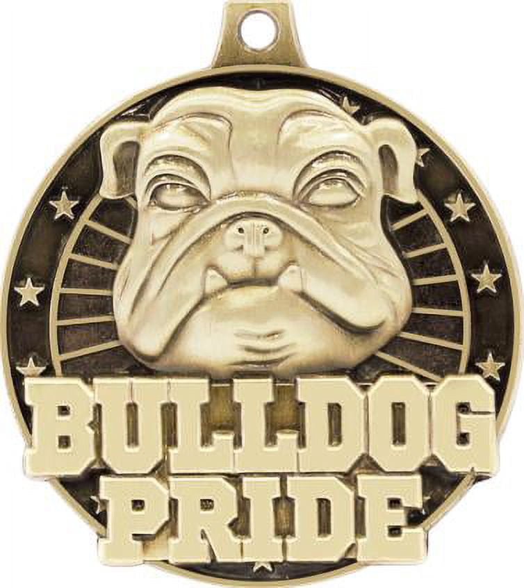 Bulldog Pride Medals, 2" Gold Diecast Bulldog Pride Medal Award 50 Pack