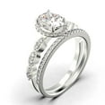 thumbnail image 3 of Art Deco 2.25 Carat Oval Cut Diamond Moissanite Classic Engagement Ring, Halo Wedding Ring in 10k Solid White Gold, Gift For Her, Wife Gift, Anniversary Ring, Bridal Set, Matching Band, 3 of 4