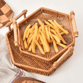 thumbnail image 4 of Bxaolu Imitation Picnic Basket with Handles Plastic Hand Woven Baskets for Storage, Garden Harvest, Easter, Empty Gift Basket, Brown, 9.5", 4 of 9
