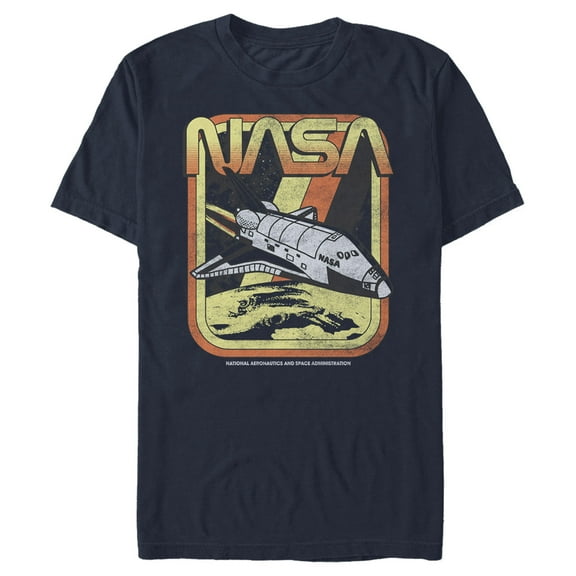 Men's NASA Retro Rocket Poster Graphic Tee Navy Blue Small