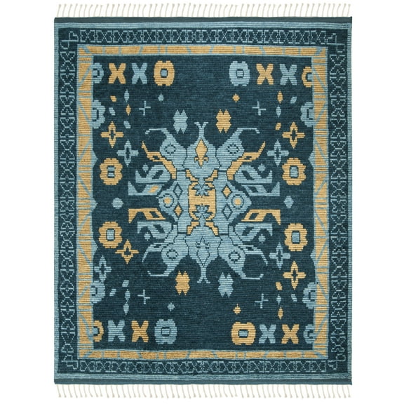 SAFAVIEH Kenya Huntington Aztec Area Rug, Blue/Gold, 9' x 12'