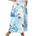 thumbnail image 2 of Women High Waist Floral Print Swing Chiffon Beach Midi Long Skirt with Pockets, 2 of 5