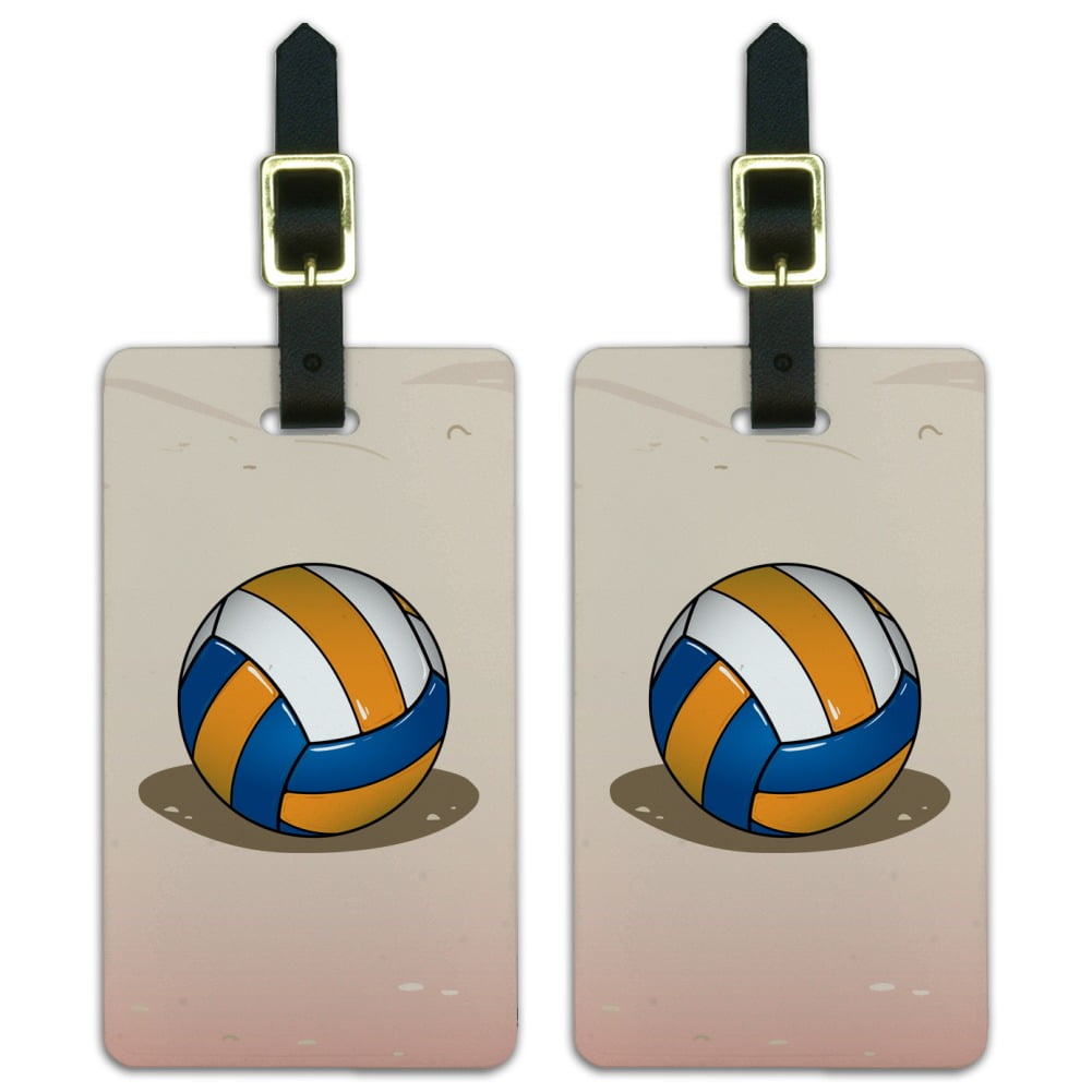 Beach Volleyball Cartoon Luggage ID Tags Suitcase CarryOn Cards Set