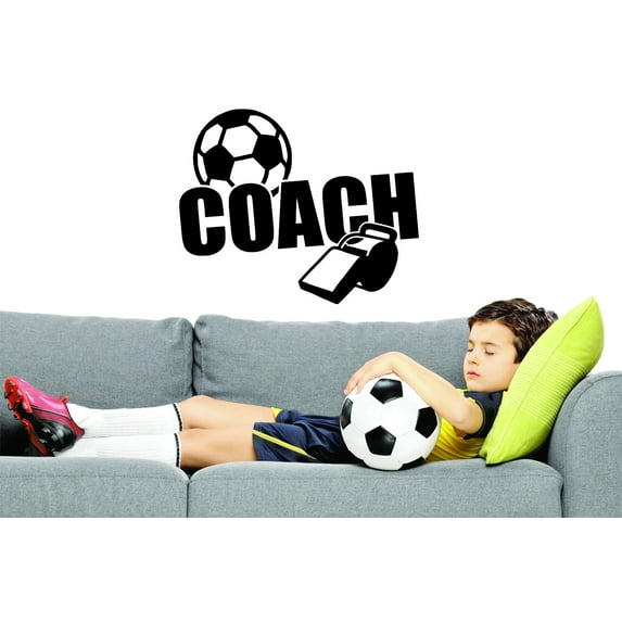 Decal Wall Sticker : Soccer Coach Ball Whistle 20x30 Inches