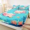 thumbnail image 3 of Homewish Cute Salamander Queen Sheet Sets,Pink Axolotl Flat Sheet,Colorful Ocean Animal Queen Fitted Sheet For Boys Girls,Super Cozy Room Decor,4pcs, 3 of 7