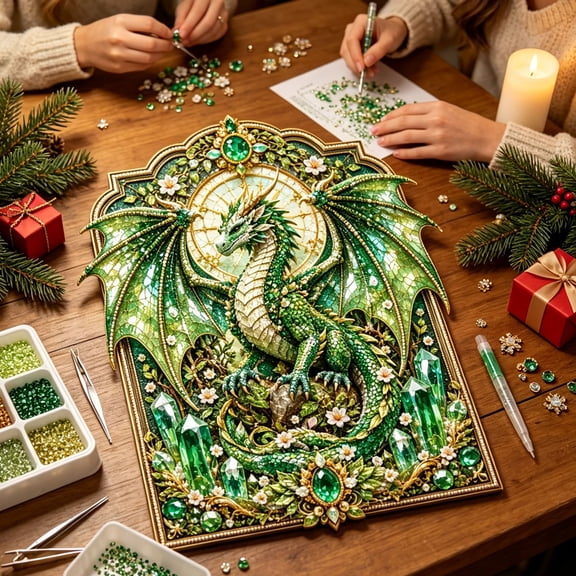 3D Layered Dragon Diamond Kit 10x12in, Round Drill Canvas Wall Art, Christmas Decoration Indoor Wall Ornament Home Tabletop Decor
