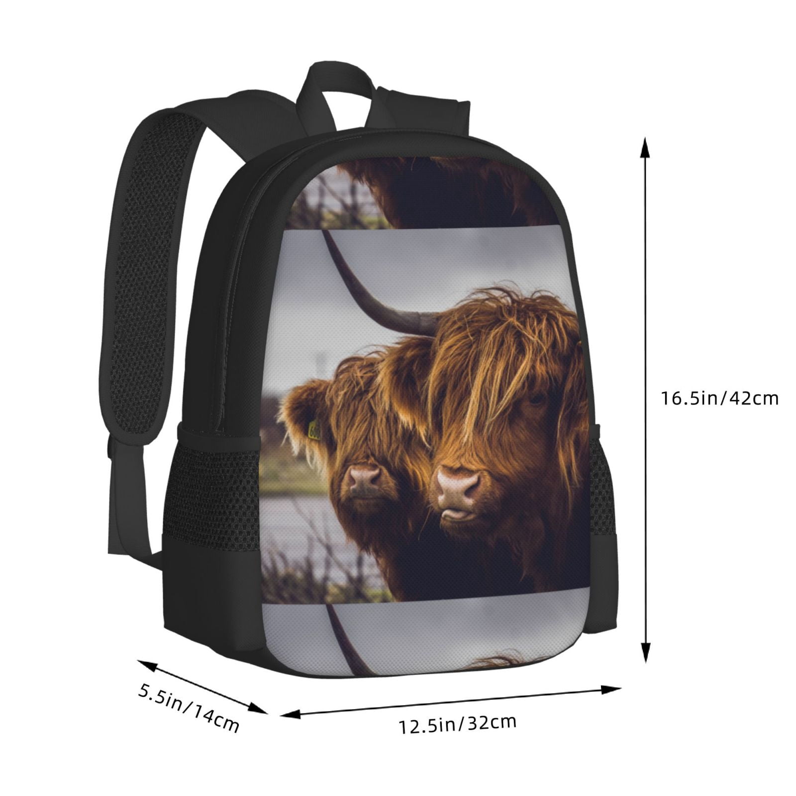 Vsdgher Portrait Of Cow With Its Baby Cow Print Backpack for Women Men School Bookbag with Laptop Compartment for College Work Travel, Simple Fashion Casual Daypack, Fit 15" Laptop