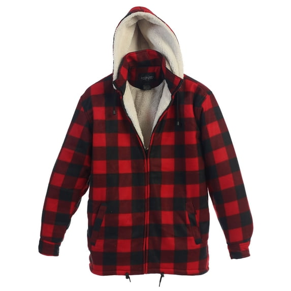 Gioberti Mens Sherpa Lined Flannel Jacket with Removable Hood