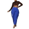 thumbnail image 4 of Levmjia Women's Jeans Plus Size Pants Summer Women Fashion Clothes Tight High Waist Fringed Bandage Pants Solid Color Knitted Tassel Pants Blue, 4 of 9