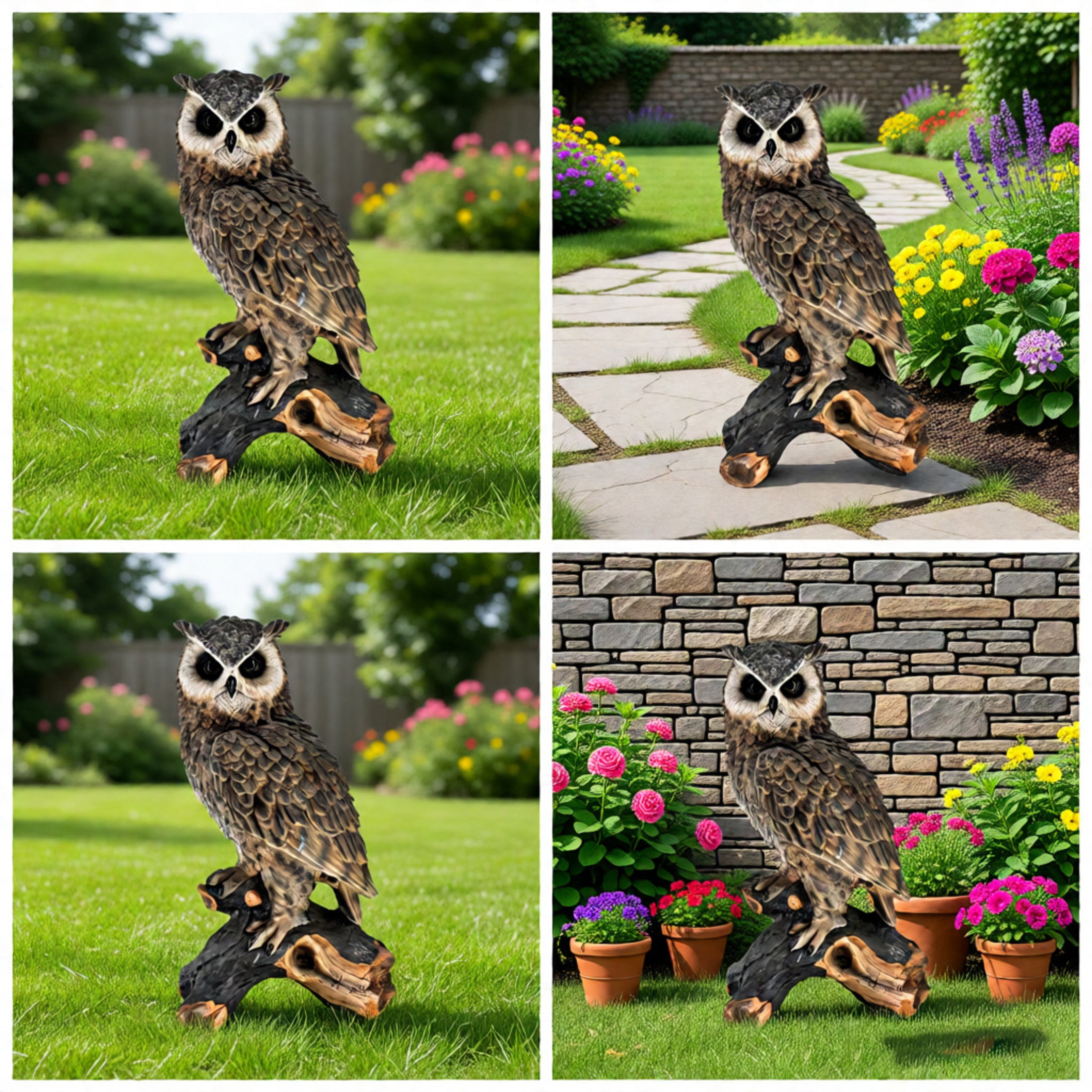 GDF Studio Owl Resin Indoor/Outdoor Guardian Statue, Weather-Resistant Decor Figurine for Garden & Courtyard