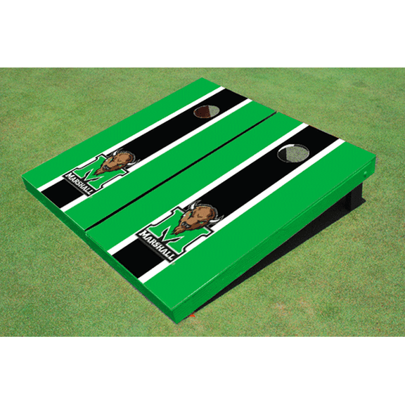 Marshall University Black and Green Matching Long Stripe Cornhole Boards