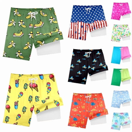 Krdevn Boys Swim Trunks with Prints for Wading and Play Lightweight Boy&rsquo;s Swimwear Elastic Waistband Summer Size:5-6 Years