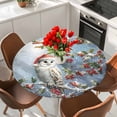 thumbnail image 2 of Owl Christmas Round Tablecloth 45-54 Inch Round Fitted Table Cloth with Elastic Edge, Xmas Berry Botanical Snowflake Waterproof Table Cover Protector for Outdoor Picnic Party Dining, 2 of 6
