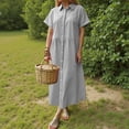 thumbnail image 2 of YDFCWXW Women's Casual Loose Fit Short Sleeve Solid Button Up Shirts Dresses Collared Lapel Maxi Dresses Fashion Clothes (Grey, 4XL), 2 of 4