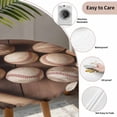 thumbnail image 6 of Baseball Fitted Tablecloth with Elastic Edged, Round Table Cloth for Dining Table, Farmhouse Retro Sport Theme Brown Wooden Grain Waterproof Oil Proof Table Cover for Indoor Outdoor 55"-60", 6 of 8