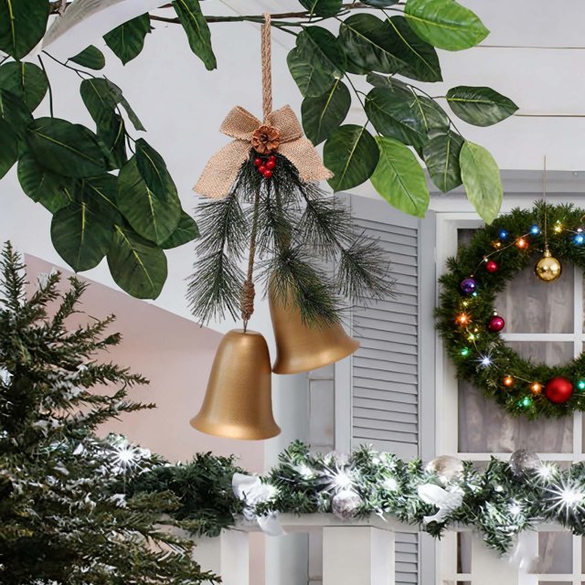 Artesanías Decorativas Campanas navideñas colgantes de cuerda, adorno metálico para colgar en la pared, ideales para decoración festiva (1 unidad). JASKFLY