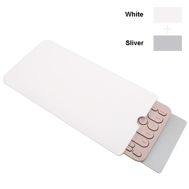 PU Leather Keyboard Sleeve for Logitech K380 Bluetooth Multi-Device Wireless Keyboard, Travel Sleeve Bag Case, Not Included Keyboard (for Logitech K380, PU- White+Sliver