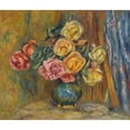 thumbnail image 2 of Pierre-Auguste Renoir 23x20 Gold Ornate Framed and Double Matted Museum Art Print Titled - Roses with Blue Curtain (1912), 2 of 4