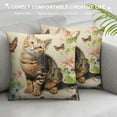 thumbnail image 3 of JRXY Cute Cat Butterfly Pillow Covers  Lovely Cartoon Pattern Beige Background Throw Pillowcase for Home Decor 22x22in, 3 of 5
